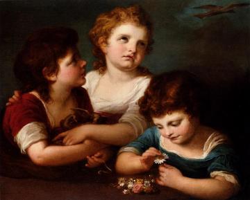 Children with a bird's nest and flowers Artwork by Angelica Kauffmann