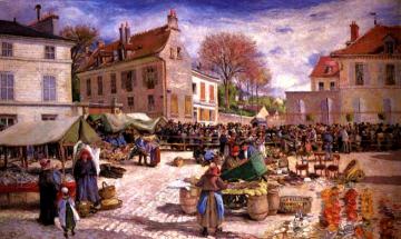 Market Place at Pontoise Artwork by Ludovic Piette