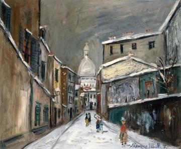 Rue Saint-Bustique in the Snow Artwork by Maurice Utrillo