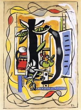 Composition with a Black Branch Artwork by Fernand Léger