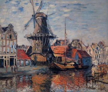 The Windmill on the Onbekende Canal, Amsterdam Artwork by Claude Oscar Monet