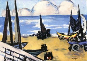 Boats on the Beach Artwork by Max Beckmann