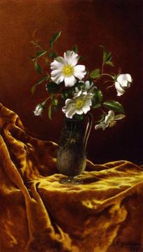 Cherokee Roses in a Glass Vase Artwork by Martin Johnson Heade