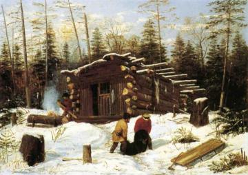 Bringing Home Game: Winter Shanty at Ragged Lake Artwork by Arthur Fitzwilliam Tait