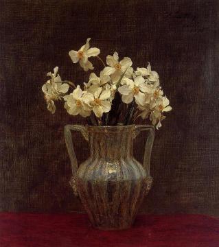 Narcisses in an Opaline Glass Vase Artwork by Henri Fantin-Latour