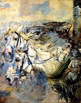 Two White Horses Artwork by Giovanni Boldini