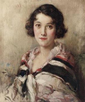 Portrait of an Elegant Woman Artwork by Fernand Toussaint