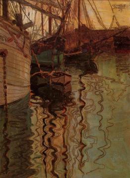 Harbor of Trieste Artwork by Egon Schiele