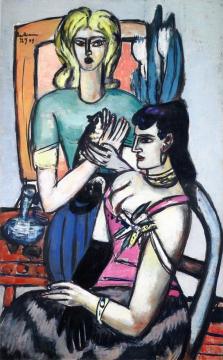 Before the Ball - Two Women with a Cat Artwork by Max Beckmann