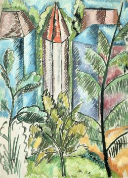 Landscape, the Village Artwork by Jean Dufy