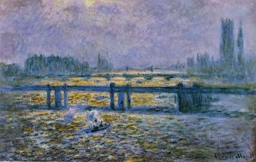 Charing Cross Bridge, Reflections on the Thames Artwork by Claude Oscar Monet