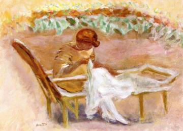 Woman Sewing Artwork by Pierre Bonnard
