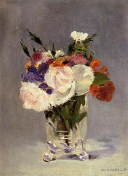 Flowers in a Crystal Vast Artwork by Edouard Manet