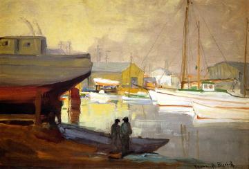 San Pedro Harbor Artwork by Franz Bischoff