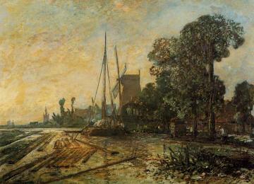 Windmill near the Water Artwork by Johan Berthold Jongkind