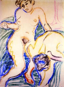 Two Nude Girls Artwork by Ernst Ludwig Kirchner