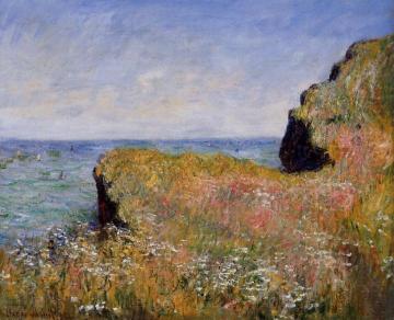 Edge of the Cliff, at Pourville Artwork by Claude Oscar Monet