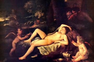 Sleeping Venus and Cupid Artwork by Nicolas Poussin