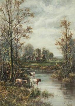 Landscape With Cows Artwork by Octavius T. Clark
