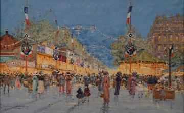 Foire aux pains d'Epices, La Nation Artwork by Eugene Galien-Laloue