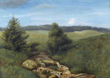 Landscape with grass and rocks Artwork by Hans Thoma