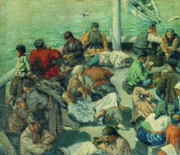 On the Ferryboat Artwork by Nikolai Petrovich Bogdanov-belsky