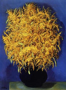 Vase of Mimosas Artwork by Moise Kisling