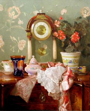 Still life with Clock Artwork by Joseph Schuster