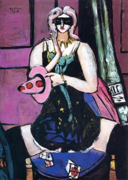 Carnival Mask, Green, Violet And Pink Artwork by Max Beckmann