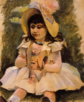 Little Girl with a Japanese Doll Artwork by Mary Cassatt