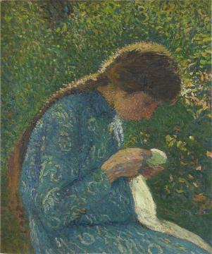 Young Girl Sewing Artwork by Henri Martin