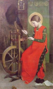 St Elizabeth Of Hungary Spinning For The Poor Artwork by Marianne Stokes
