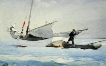 Stowing the Sail Artwork by Winslow Homer
