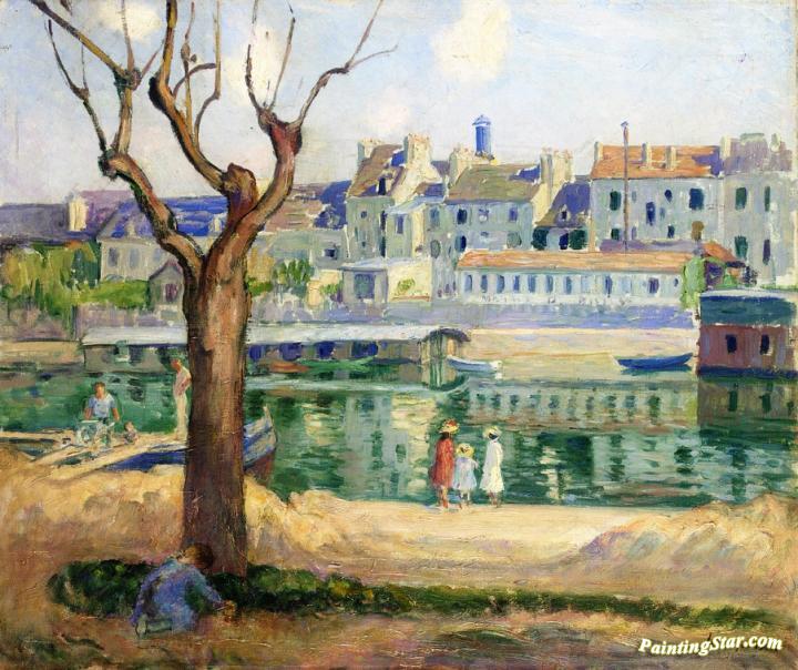 Lagny, View of the Quai de Pamponne Artwork by Henri Lebasque
