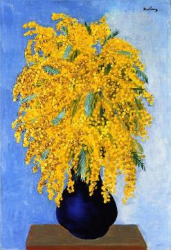 Vase of Mimosas Artwork by Moise Kisling