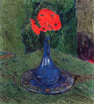Poppies In A Blue Vase Artwork by Cuno Amiet