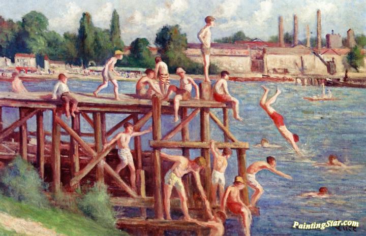 Swimming Artwork by Maximilien Luce