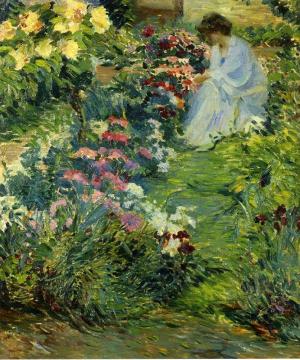 Woman In A Garden Artwork by John Leslie Breck