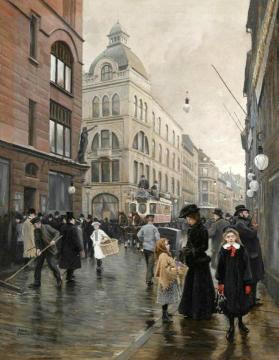 View of Stroget, Copenhagen Artwork by Paul Gustave Fischer