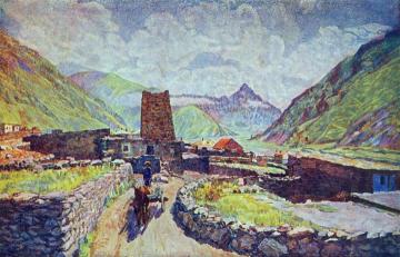 Georgia. View of Mount Kabardzhino and Village Artwork by Ilya Mashkov