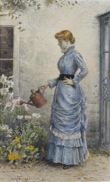 Watering the Flowers Artwork by George Goodwin Kilburne
