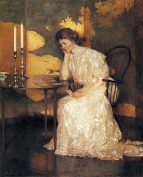 Girl Playing Solitaire Artwork by Frank Weston Benson