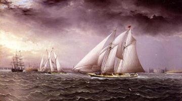 Schooner Race in New York Harbor Artwork by James E. Buttersworth