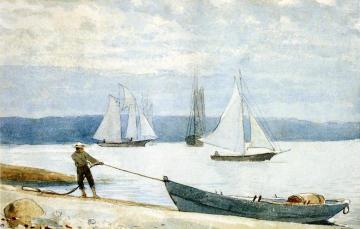 Pulling the Dory Artwork by Winslow Homer