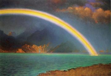 Rainbow over Jenny Lake, Wyoming Artwork by Albert Bierstadt