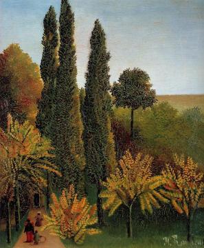 Walking in the Parc des Buttes-Chaumont Artwork by Henri Rousseau