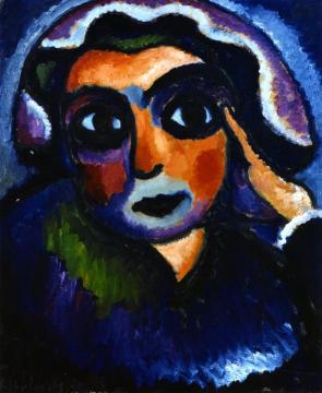 Head with Hand Artwork by Alexej Jawlensky
