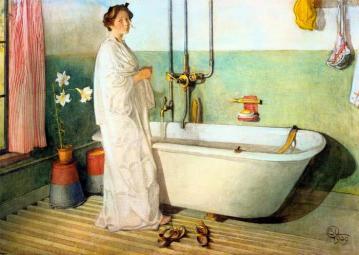 Lisbeth Prepares A Bath Artwork by Carl Larsson