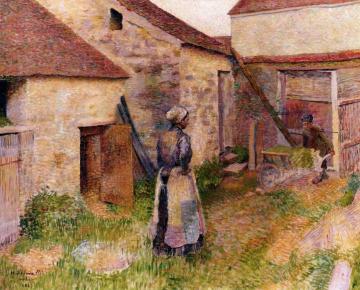 Work on the Farm, Girl in the Yard Artwork by Henri DeLavallee