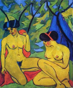 Two Nudes In A Landscape Artwork by Georg Tappert